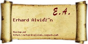 Erhard Alvián névjegykártya
